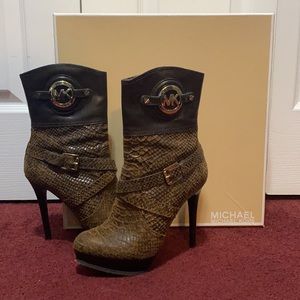 Michael Kors Thin Heel Snakeskin Boot